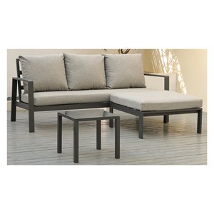 Juego de Muebles de Patio para Exteriores KORA de 3 Plazas, Aluminio y Poliéster en Gris, BHR 10010, Colección 3 Amicasa - Product Image 1