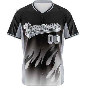 Camiseta de béisbol estilo profesional abotonada, camiseta de softbol bordada personalizada, aparejos de malla de secado rápido, uniforme de equipo de ajuste juvenil de sarga de EE. UU. - Product Image 3