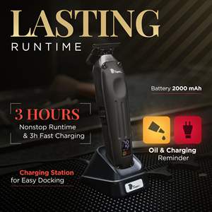 Tondeuse à Cheveux Professionnelle Noire avec Lames en Céramique et Acier Inoxydable, Électrique USB, Étanche, pour Barbes, Usage Domestique et Hôtelier - Product Image 3