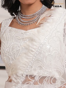 Magnifique satin avec broderie Saree Femme Fabricant de mode et fournisseur de l'Inde au taux le plus bas - Product Image 5