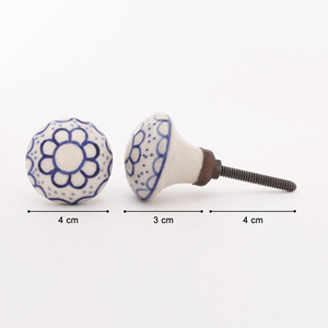 SHUBHAM, perilla de cajón de cerámica blanca azul Floral moderna, perilla de armario pintada a mano para armario, muebles de cocina, baño para Villa - Product Image 4