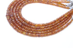 Perles à facettes en forme de cyanite orange naturelle Perles en forme de rondelle Perles de pierres précieuses naturelles Taille 2.5X5MM longueur est 10''Inch - Product Image 3