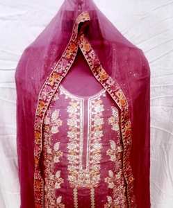 Modern Designer Unstitched Hand Embroidered Indian Fashion-Forward Party wear <b>Suits</b> for <b>Women</b> for Traditional Style Parties - Product Image 1