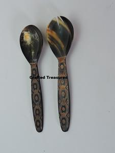 Juego de servidor de ensalada de cuerno natural de 2 piezas Cuchara y tenedor Utensilios de cocina personalizados para mezclar ensaladas Herramientas de servidor de ensalada al mejor precio - Product Image 5