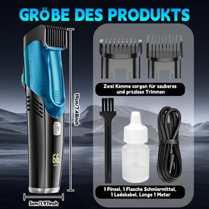 Afeitadora y Recortadora de Barba Recargable Impermeable IPX6 para Hombre, Recortadora de Pelo Inalámbrica con Peines para Bigote y Patillas - Product Image 3