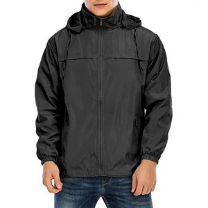 Veste coupe-vent pour homme en toile imperméable à capuche avec logo frontal, design personnalisé, respirante, style streetwear - Product Image 5