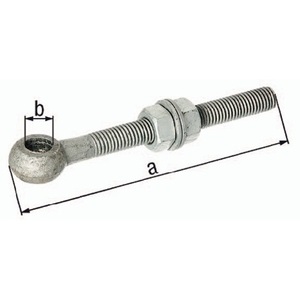 สลักเกลียวตาไก่ M16 ความยาว 130 มม. พร้อม GAH ชุบสังกะสีขนาด 16 มม. สำหรับรั้ว ระแนง และประตู - Product Image 1