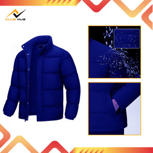 Manteau d'hiver pour hommes résistant à l'eau zippé chaud doudoune coupe-vent isolé vêtements d'extérieur toile support solide temps froid Double - Product Image 3