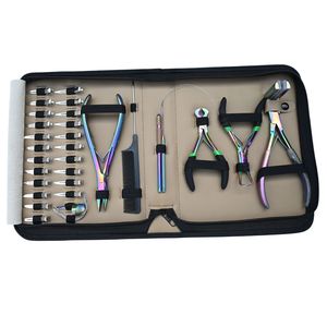 Kit d'outils pour extensions capillaires DIY arc-en-ciel avec pince à presser pour extensions à ruban, pince à sertir pour perles plates, pince à retirer les perles, clips de séparation - Product Image 1