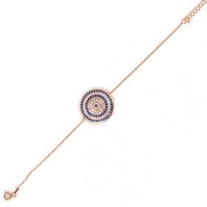 925 Sterling <b>Silver</b> Fine <b>Charm</b> <b>Bracelet</b> with Large Evil Eye Luxury Accessory - Product Image 2