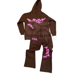 Survêtement à imprimé bouffant pour hommes à la mode avec sweat à capuche et pantalon de survêtement ensemble hommes survêtement imprimé bouffant tenue en tissu doux - Product Image 1