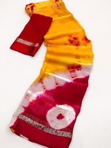 Belle Dhwaja Export Satin Patti Sari pour femme avec tissu doux et riche visqueux vêtements indiens et pakistanais - Product Image 6