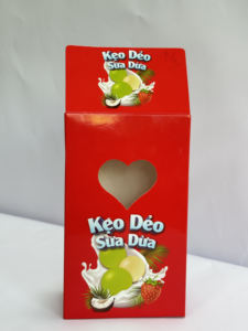 Usine directe pour les bonbons gélifiés au lait et à la noix de coco en boîte |   Emballage en papier alimentaire personnalisé avec logo imprimé et fenêtre en forme de cœur - Product Image 2