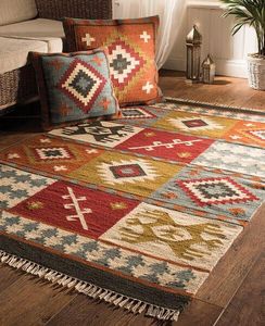 Modern <b>Boho</b> Cotton Area <b>Rugs</b> | Woven Flat Pile Custom Size Available | Soft Durable & Easy to Maintain - Product Image 1