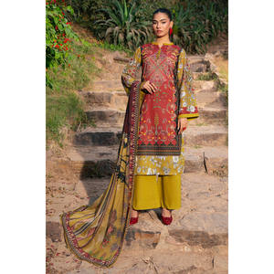 ชุดสูทผ้าลอนพิมพ์ลาย 3 ชิ้นสำหรับผู้หญิง พร้อมผ้าคลุมไหล่ชีฟอง รุ่น SD-52207 - Product Image 5