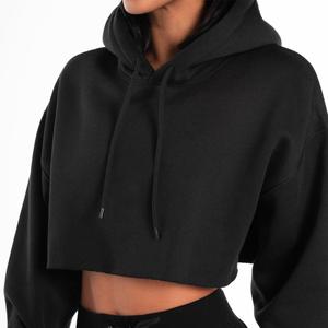 Pulls à capuche pour femmes Sweatshirts à capuche à manches longues Sweats à capuche courts teints en noir pour femmes Vêtements décontractés confortables - Product Image 3