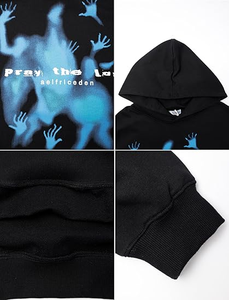 2025 sweat à capuche imprimé unisexe avec col pull confortable noir vêtements d'hiver doux Style décontracté avant Logo OEM Service sweats à capuche pour hommes - Product Image 2