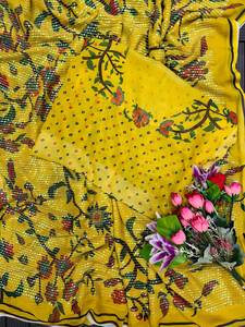 ผ้าไหมจอร์เจตต์ดีไซน์เนอร์ งานปักเลื่อม งานแต่งงานแบบอินเดียดั้งเดิมและทันสมัย ชุดสำหรับงานปาร์ตี้ คุณภาพสูง ผ้าซารีสำหรับผู้หญิง 5.50 - Product Image 5