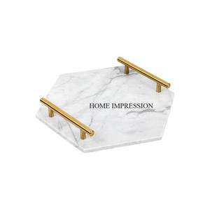 ถาดเสิร์ฟอาหารหินอ่อนสีขาวทรงสี่เหลี่ยมผืนผ้าถาดตกแต่งอาหารดีไซน์ทันสมัยปลอดสารพิษทำด้วยมือ - Product Image 3