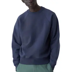 Sweatshirt leher crew kosong bahan french terry kualitas tinggi 100% katun hoodie crop logo kustom untuk pria