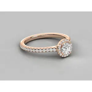 Bague solitaire en or 14 carats avec diamant brillant - Product Image 2