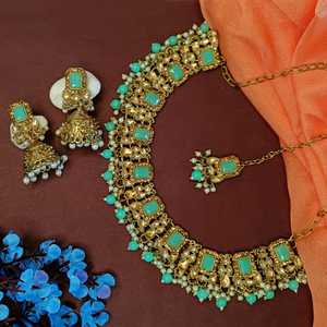 Joyería India al por mayor, diseñador floral étnico, gargantilla de cristal Kundan para boda, collar, pendiente de novia con joyería Maang Tikka - Product Image 2