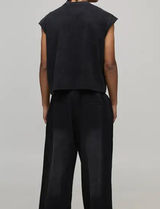 Chemise sans manches surdimensionnée délavée à l'acide, respirante, en polyester doux, avec logo personnalisé, effet délavé à la pierre - Product Image 2