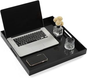 Haute qualité Anti rouille enduit de poudre grand carré plateau de service couleur noire pour hôtels vanité serviette stockage décoratif plateau en métal - Product Image 4