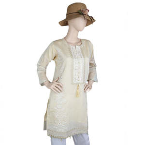 Kurti bordado de lujo para mujer - Color Fawn - Product Image 1