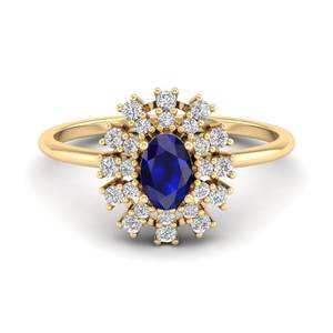 Anillos de Compromiso de Oro Sólido de 14K con Zafiro Azul y Moissanita para Mujer, Joyería Fina, Precio de Fábrica REYES - Product Image 6