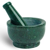 Mortero y Maja de Mármol Clásicos de Gran Calidad a un Precio Razonable con Acabado Pulido, Perfectos para Crear Condimentos Frescos
