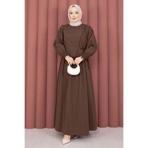 Conjunto de 2 Piezas para Mujer, Top y Pantalones Cortos de Crepé con Ribete de Encaje, Color Café, Talla XS - Product Image 3