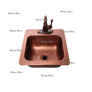 Évier de taille personnalisée de forme carrée avec évier de bassin martelé en cuivre de la meilleure qualité pour la salle de bain et la cuisine - Product Image 1