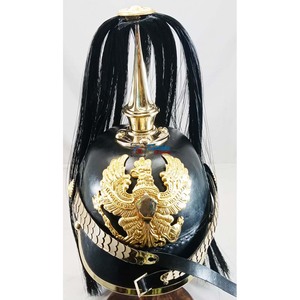 Casco Alemán Medieval Pickelhaube, Casco de Cuero Hecho a Mano con Púas Largas, Estilo Prusiano, Grado Oficial, con Ágata, Usable, Recuerdo Navideño - Product Image 2