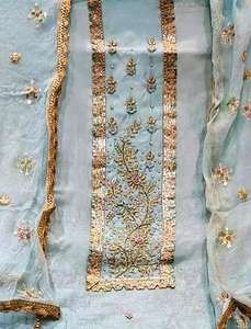 Designer moderne non cousu brodé à la main indien pakistanais vêtements de fête costumes beau style traditionnel avant - Product Image 2