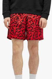 Bold Red and Black Geometric Print Athletic <b>Shorts</b> <b>for</b> <b>Men</b> Comfortable and Stylish Activewear Perfect <b>for</b> casual wear and gym - Product Image 2