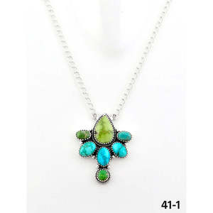 Collar con Forma de Flor de Turquesa y Plata de Ley Estilo Suroeste, Hecho a Mano por Artesanos - Product Image 2
