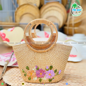 Producto de Venta caliente Bolsa de cesta de jacinto de agua: El mejor accesorio de playa vintage con alta calidad - Product Image 5