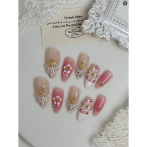 Uñas Postizas Sakura Shell Breeze con Diseño Elegante de Concha para Decoración de Uñas - Product Image 4