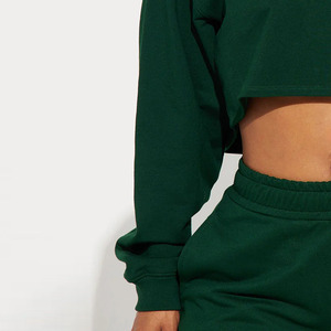 Sweat-shirt court de haute qualité pour femmes pull à la mode sweat-shirt en molleton de coton pour femmes manches longues réglables polaire chaude - Product Image 3