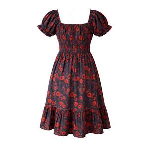 Vestido Midi Romántico Dark Bloom con Estampado Floral de Primavera, Cuello Cuadrado, Talla XS, Transpirable, con Volantes - Product Image 2