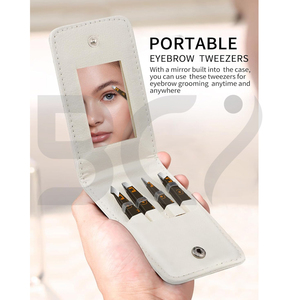 4 pinces à sourcils en acier inoxydable à pointe pointue et inclinée de la meilleure qualité. - Product Image 2