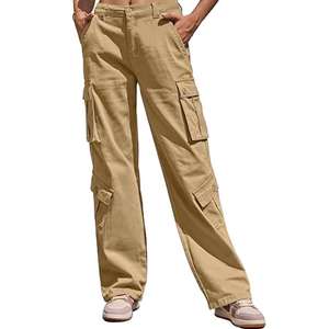 กางเกงคาร์โก้เอวสูงมีหลายกระเป๋าสำหรับผู้หญิงกางเกงคาร์โก้น้ำหนักเบาระบายอากาศได้และหลวมพอดีปรับเอวได้สำหรับฤดูหนาว - Product Image 2