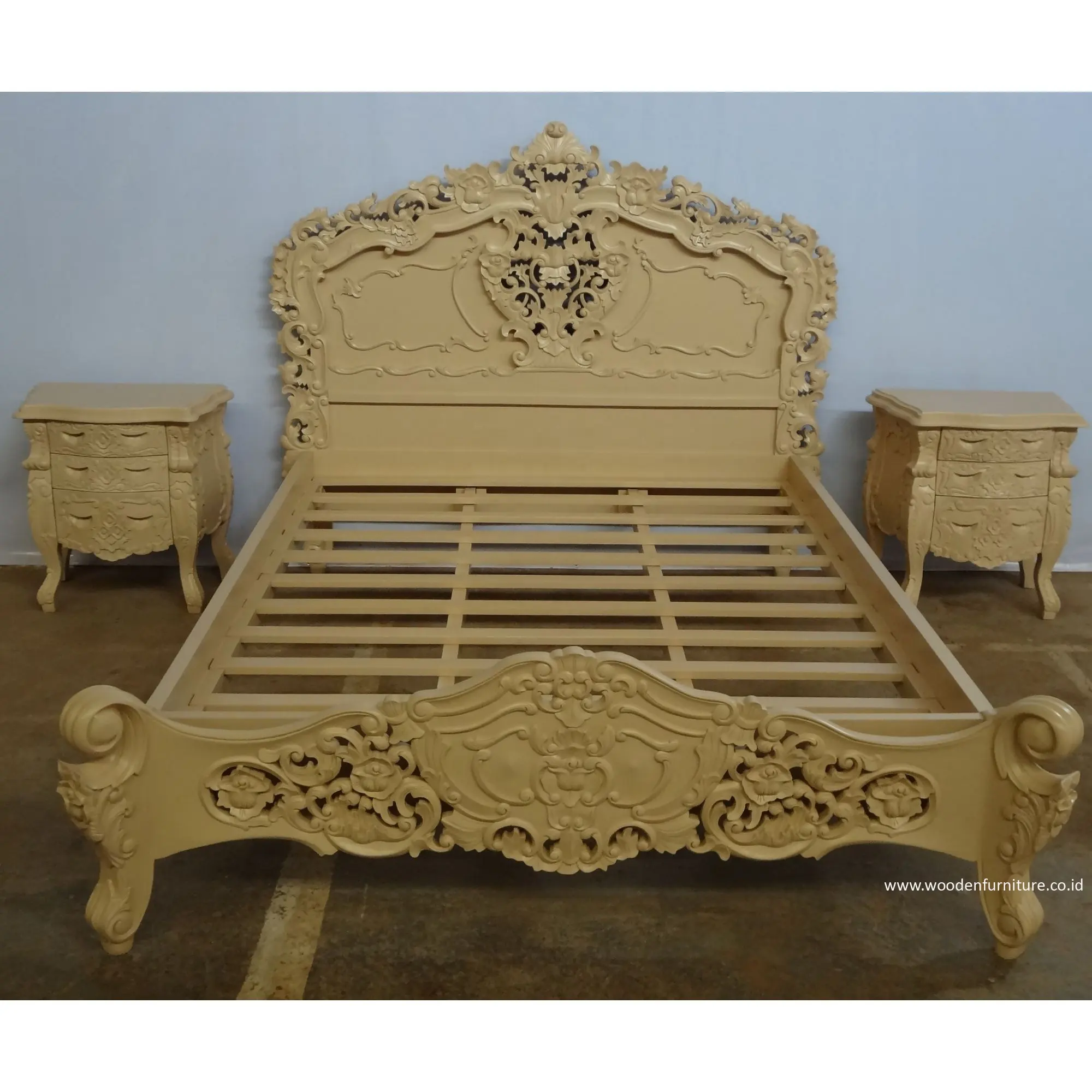 Antika üreme rokoko yatak odası mobilya Set tam oyma tasarlanmış mobilyalı klasik avrupa ev
