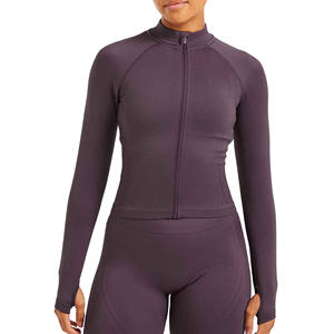 Veste de Yoga de Sport en Nylon Slim Fit pour femmes manteau de Jogging chaud à fermeture éclair complète pour la course en plein air Gym Fitness respirant tricoté Zip - Product Image 1