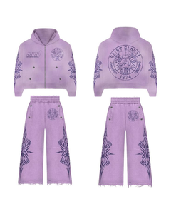 Chándal Informal de Invierno de Primera Calidad, Talla Grande, Holgado, Estilo Urbano, Lavado Ácido Decolorado al Sol, Ropa de Entrenamiento, Logotipo de Marca Personalizado - Product Image 1