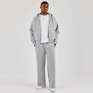 Nouveauté : Ensemble sweat-shirt et pantalon large gris personnalisé, broderie, coton de haute qualité, poids lourd, pour l'hiver - Product Image 1