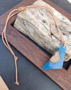 Vjoshijewels Indian Handcrafted Wood Resin Pendant <b>Necklace</b> Unique Resin Inlay Design for Unisex <b>Boho</b> Rustic Minimalist Styles - Product Image 1