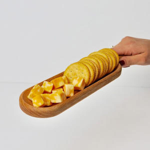 Plato largo hecho a mano de madera para servir comida con asa, platos de madera reutilizables para servir cena, logotipo personalizado disponible - Product Image 6