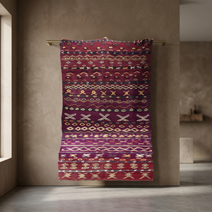 Alfombra Kilim Marroquí Geométrica Hecha a Mano con Nudos, de Lana de Pelo Corto, Color Sólido, con Base de Yute, Grosor Medio, para Sala de Estar - Product Image 2